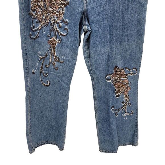 Vintage 90's Westport High-rise Wide Leg Jeans 20W Embordered Stonewash Hippy - Picture 8 of 15